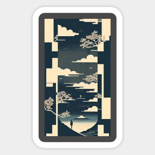 Mountains at Night Sticker